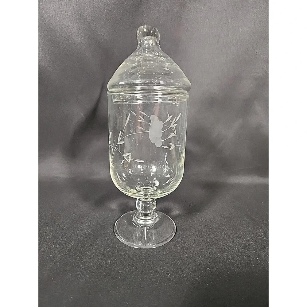 Princess House Heritage Crystal Footed Candy Apothecary Jar w/ Lid‎ Vintage 80s